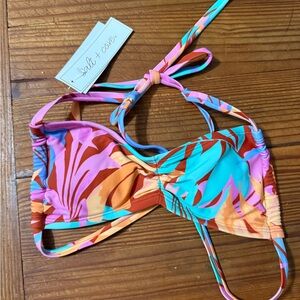 Salt + Cove Kids Pink Turquoise Orange Tropical Bikini Top